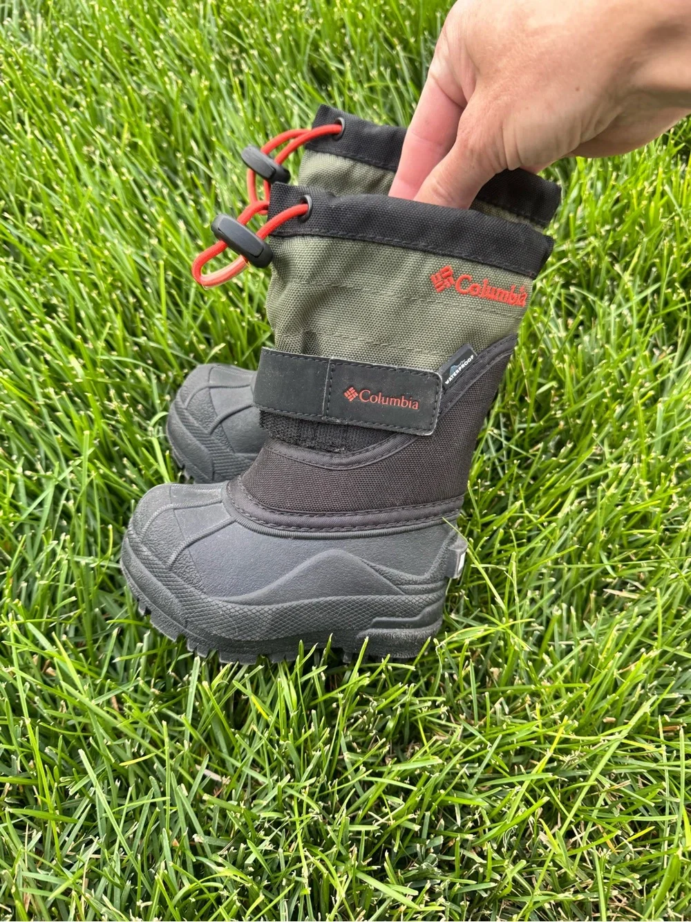 Columbia Kids Waterproof Winter Snow Boots Black Green Size 4